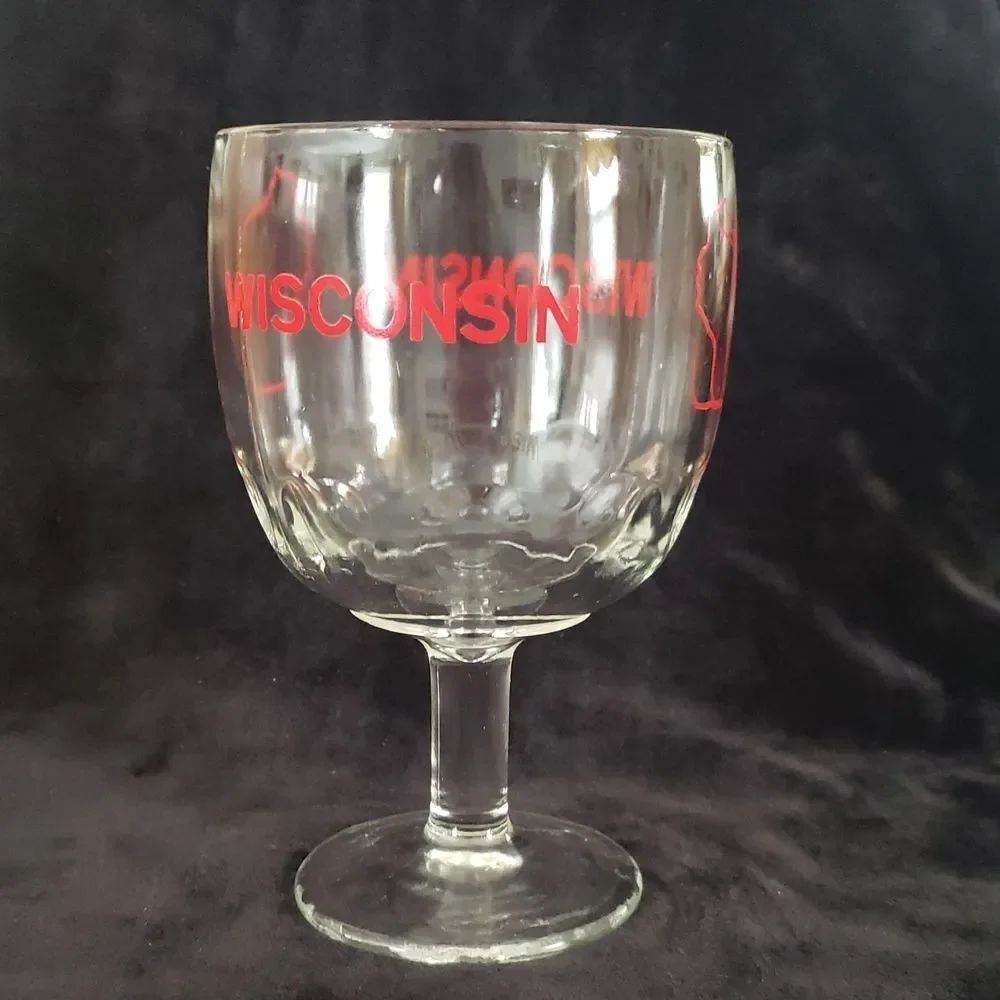 Vintage WISCONSIN Thumbprint Beer Footed Goblet Mug